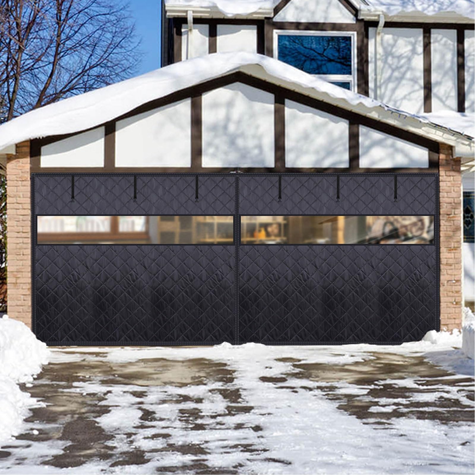 Housse de porte magnétique isolation thermique hiver bicolore 488x213