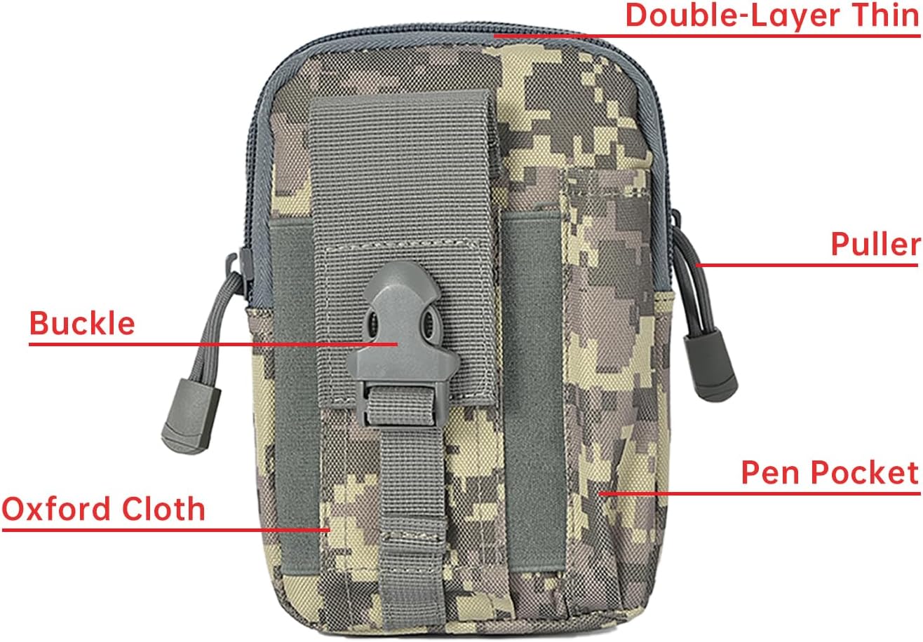 Tactical Fanny Pack for Men,Waterproof Waist Bag with MOLLE System & Carabiner and 600D Camouflage Oxford Durable,Multi-Pocket Design Waist Bag for Hiking, Hunting, Cycling & Outdoor Carry.