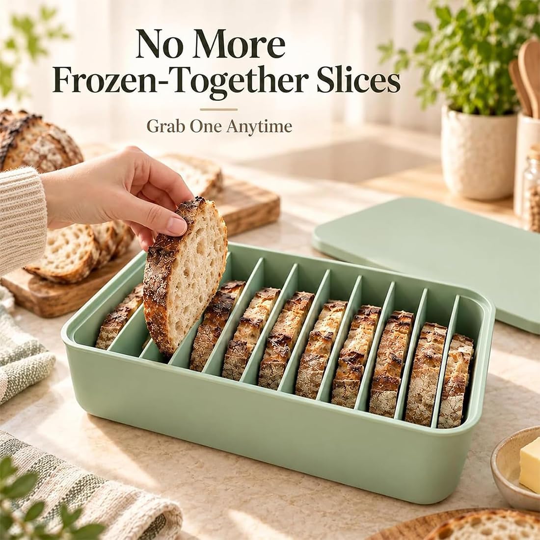 11-Slot Silicone Bread Freezer Box, Keep Sourdough Slices Separate (All)