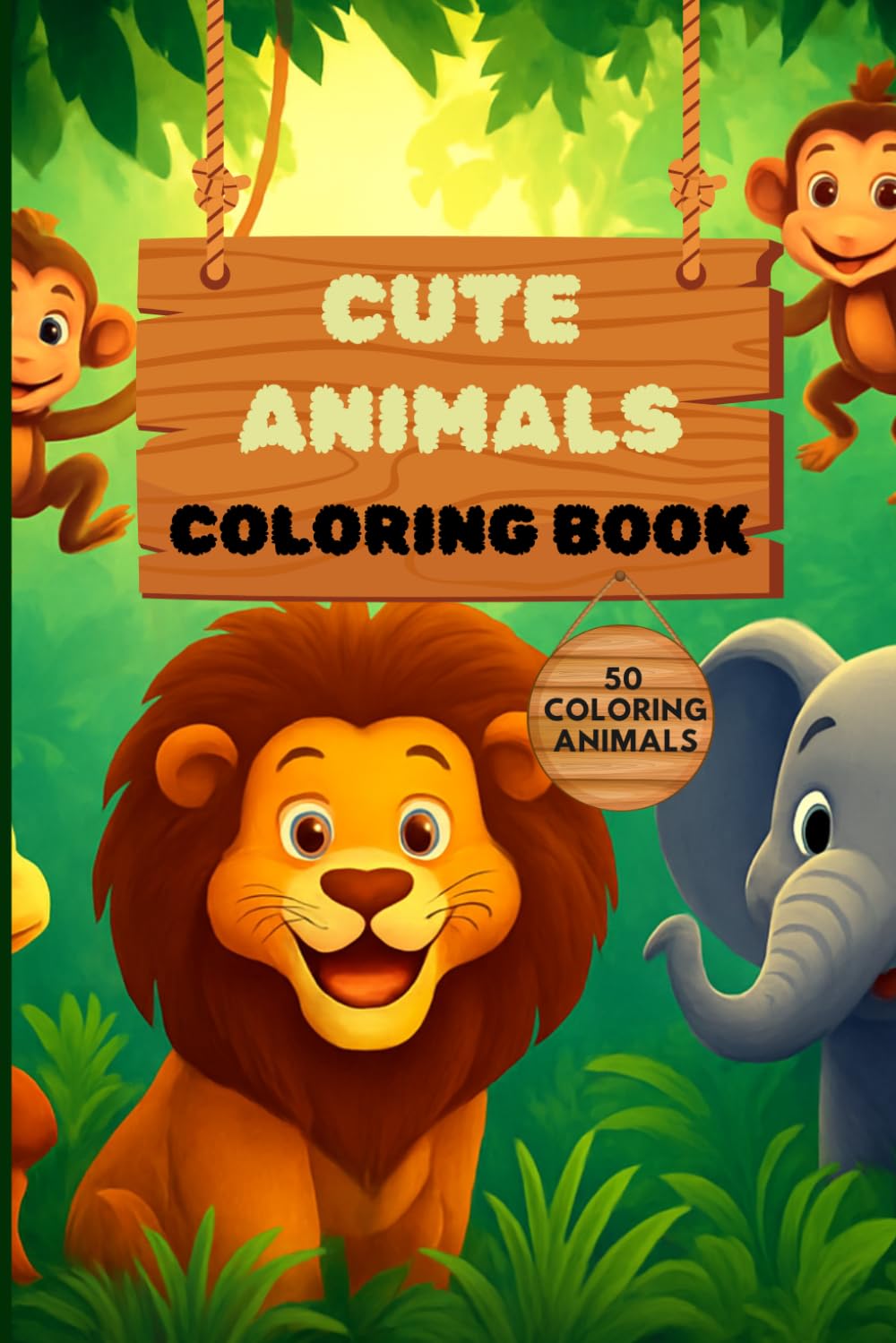 Cute Animals Coloring Book for Kids: 50 Adorable Chibi Animal Coloring Pages for Toddlers, Preschoolers, Kindergarteners, and Young Learners