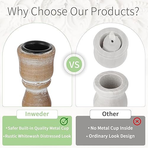 Miniatura 3 de Portavelas cónicos de madera candelabros de madera, decoración rústica de otoño para sala de estar, mesa de comedor, centro de mesa de Navidad,