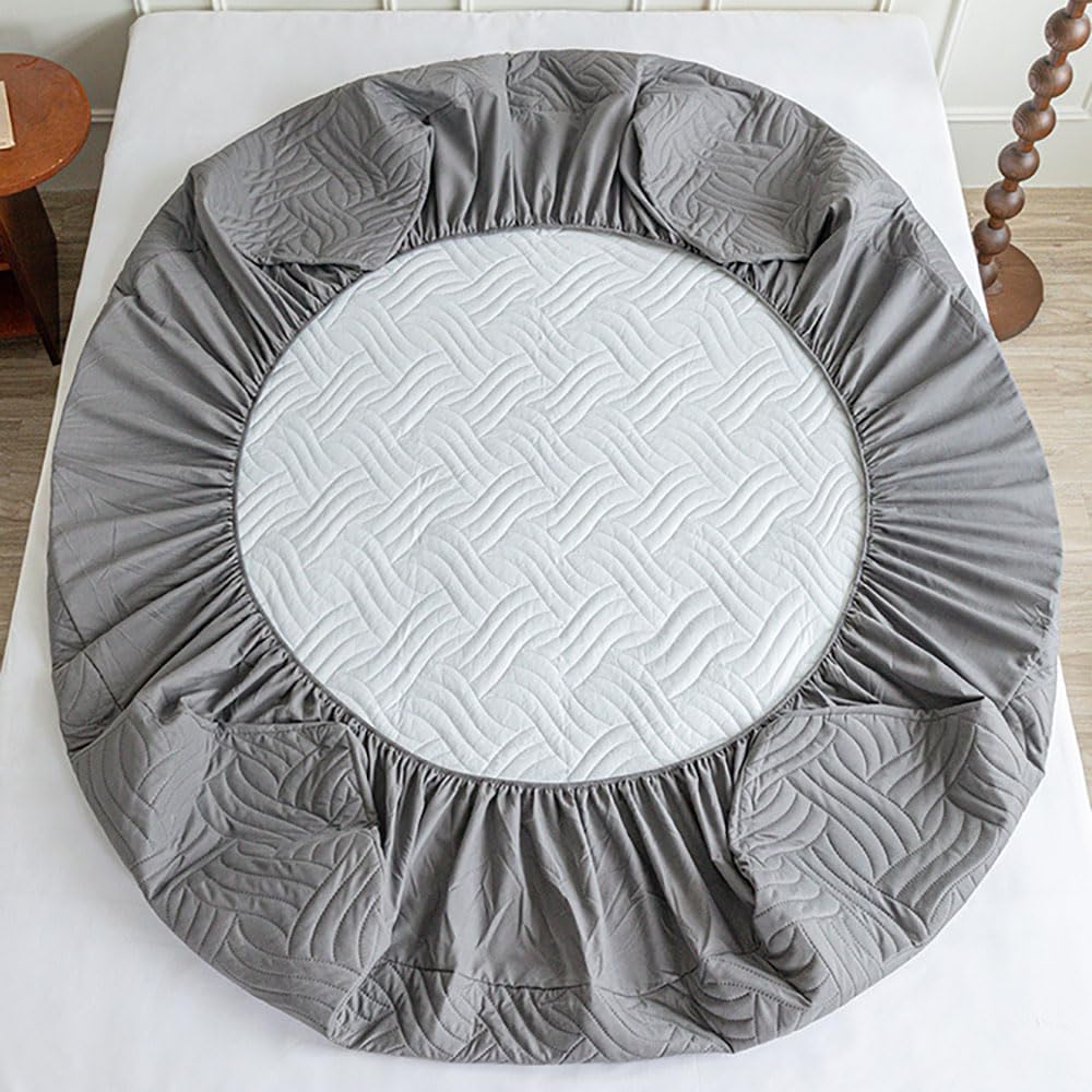 Protector De Cama De Fácil Cuidado, Color Sólido, Textura Ondulada, Protector De Colchón Antiácaros, hasta 25cm De Profundidad.-Blue||200x200cm