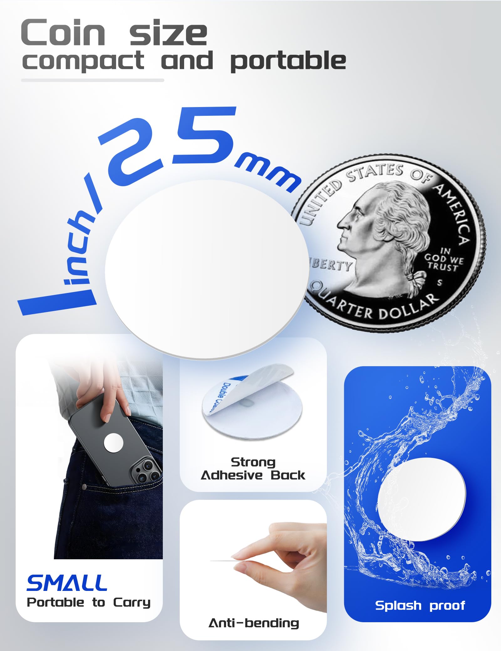 Tag NFC Tag215 - Etichette adesive vuote NFC, riscrivibili, programmabili, chip NFC 215, monete NFC (25 mm) con retro adesivo, memoria da 504 byte, compatibili con dispositivi telefonici abilitati NFC