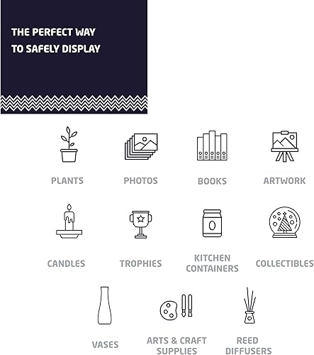 Miniatura 6 de HIGH & MIGHTY - Moderno estante flotante con capacidad de hasta 20 libras, fácil instalación en tablaroca sin herramientas.