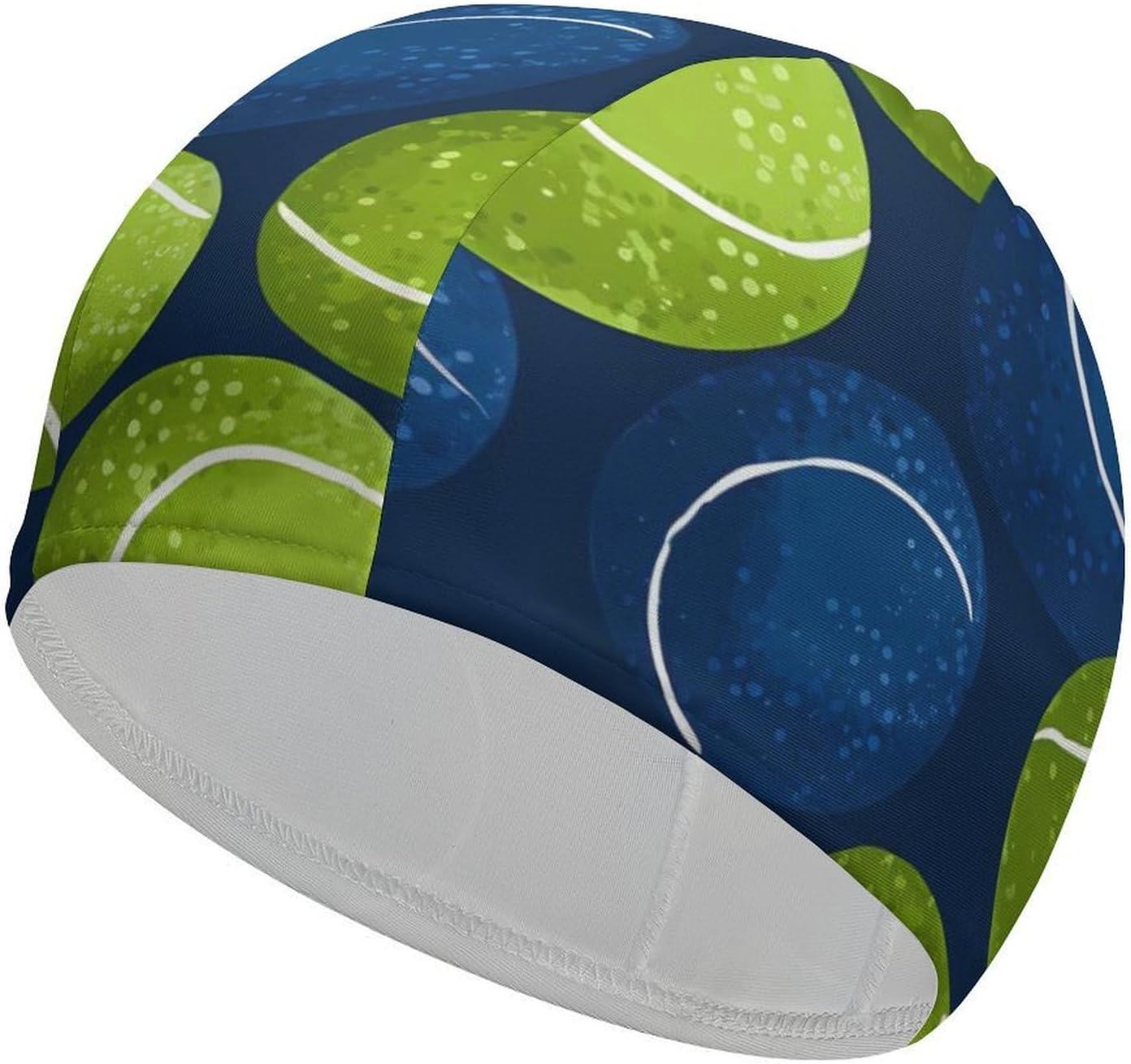Tennis Balls Art Pattern Womens Swim Cap for Men Adult Swimming Hat Curly Short Medium Long Hair