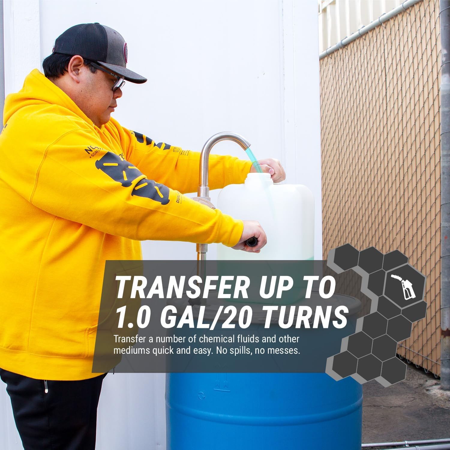 TERA PUMP Drum Pump Rotary Action Manual - Stainless Still Heavy Duty, Fits 15 to 55 Gal Drum Barrels w/Adjustable Tubes & 2" NPS Bung Adaptor, for Gas, Diesel, Antifreeze, Acids, Chemicals, DEF, E85