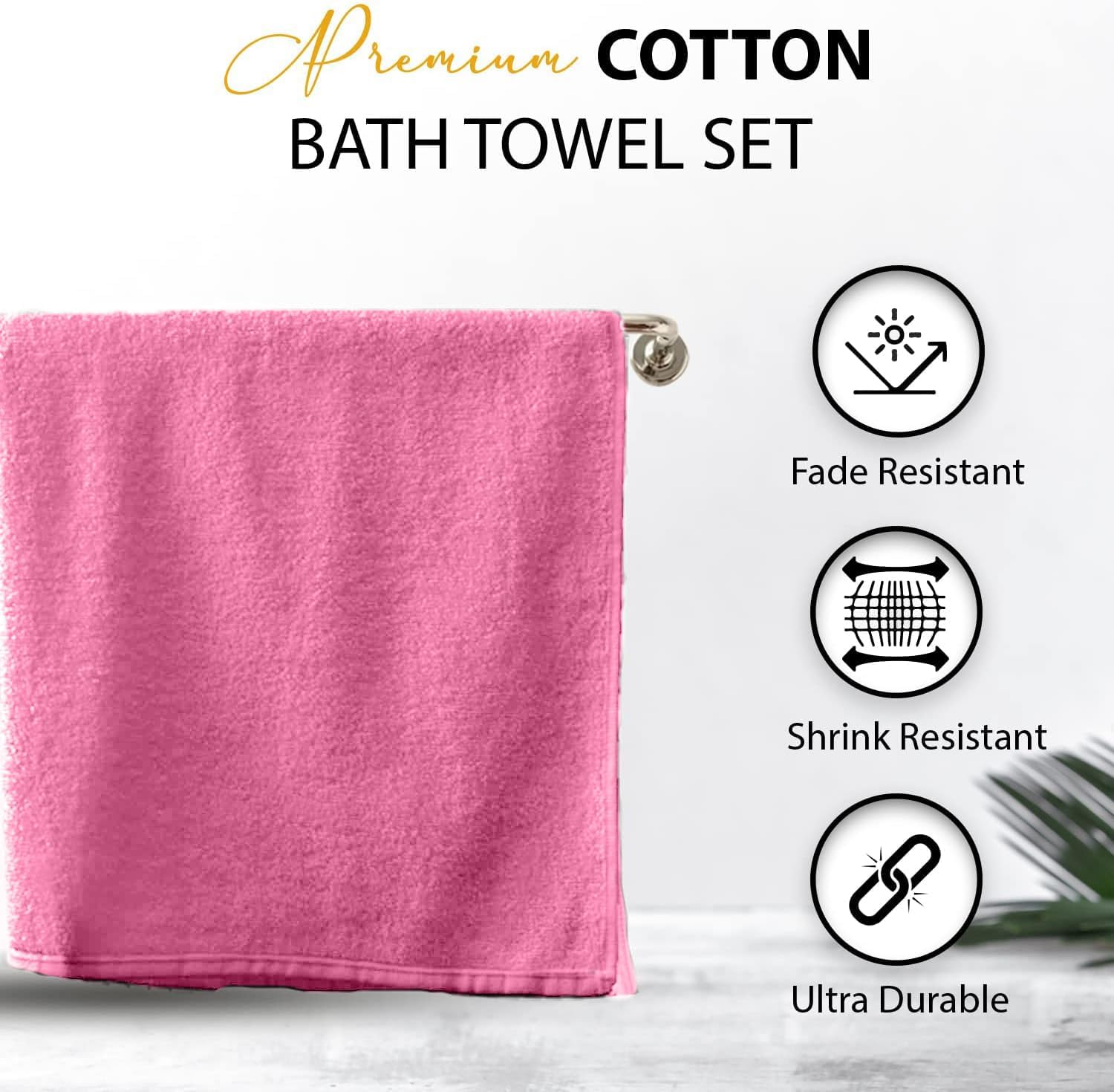 100% Cotton Bath Towels, 24x48 Pack of 6 Towels, Quick Dry, Highly Absorbent, Soft Feel Towel, Gym, Spa, Bathroom, Shower, Pool, Luxury Soft Towels (Pink, 24x48-6 Pack) - Image 6