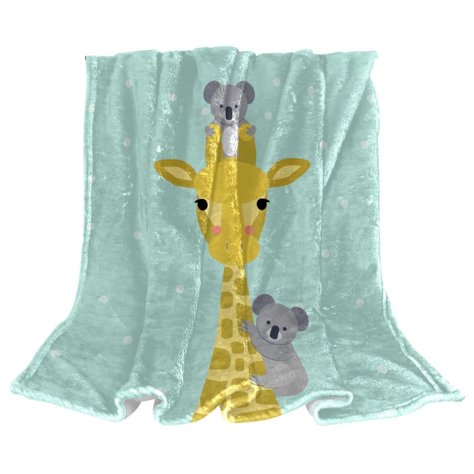 Couverture polaire girafe koala 150x100 plaid chaude douce lits divans