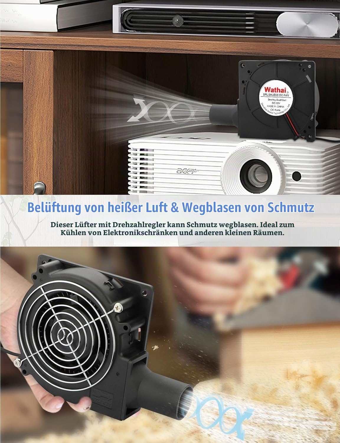 Wathai Radiallüfter 230v Gebläse Lüfter 120mm Turbinen 230v Drehzahlregler