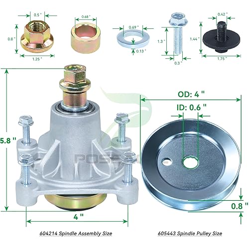 Miniatura 3 de POSEAGLE 604214 Husillo para cortacésped Hustler reemplaza Excel Hustler 604214, Hustler Raptor 604214, husillos Hustler Raptor de 52 pulgadas para