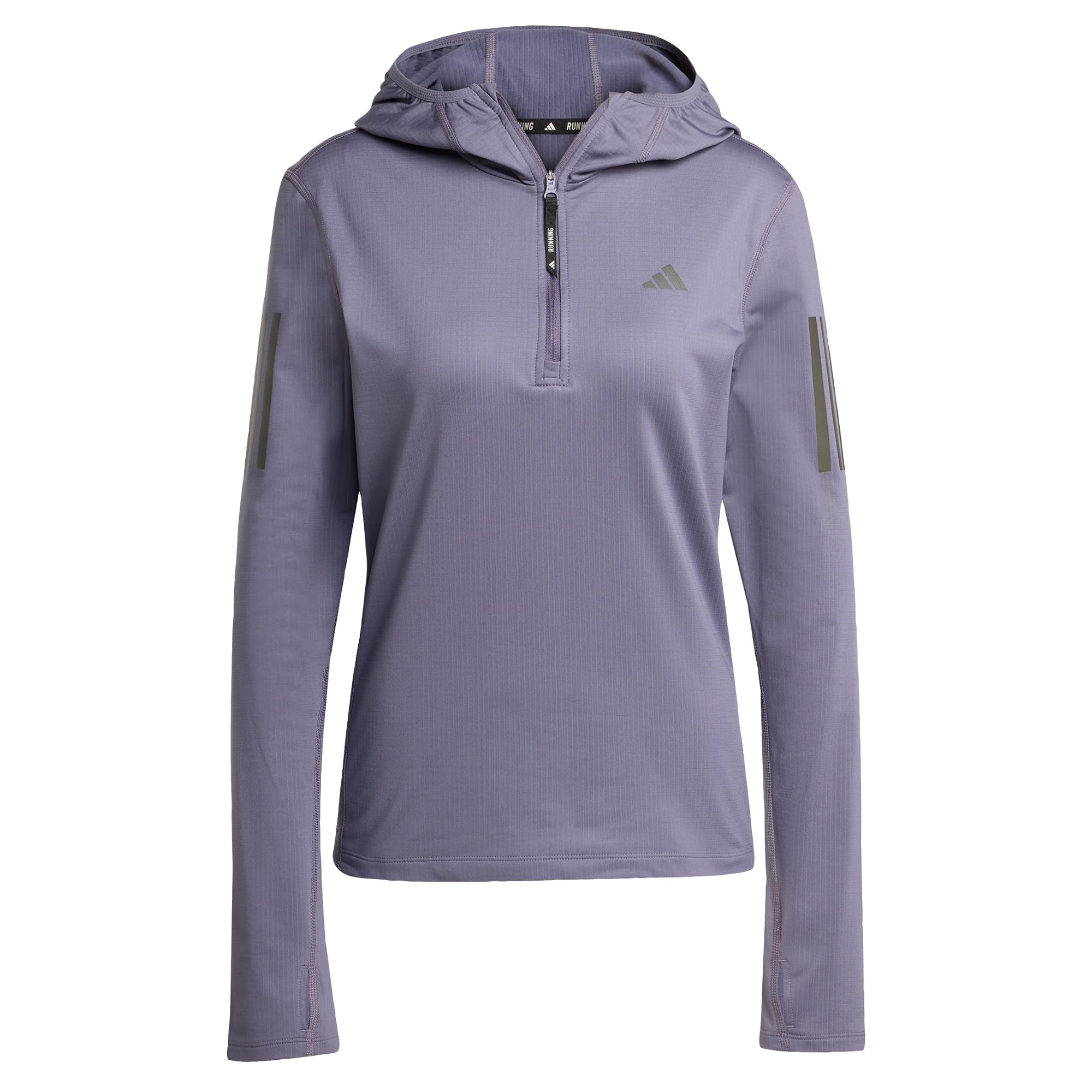 adidas Women's Own the Run Winterized Hooded Half-Zip, Preloved Violet, XXS