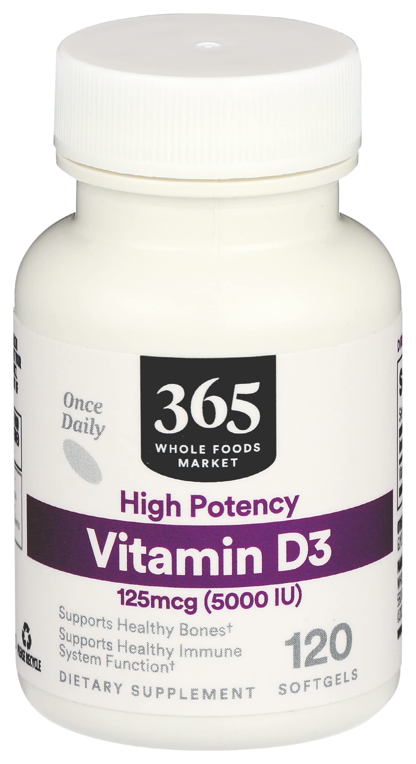 365 by Whole Foods Market, Vitamin D3 5000 IU, 120 Softgels, package may vary