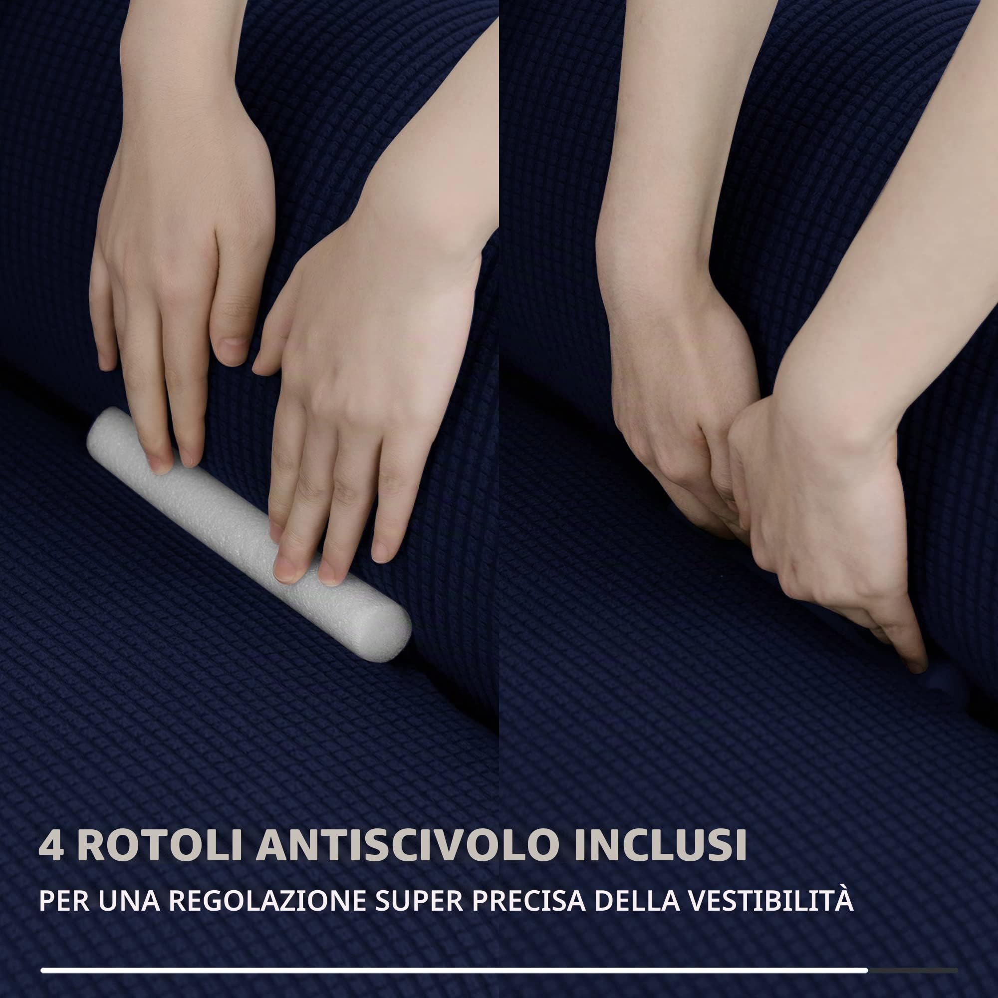 Deconovo Copridivano 2 Posti in Elastico Moderne Fodera Protettiva Divano Universale con Braccioli per Divano Blu Navy