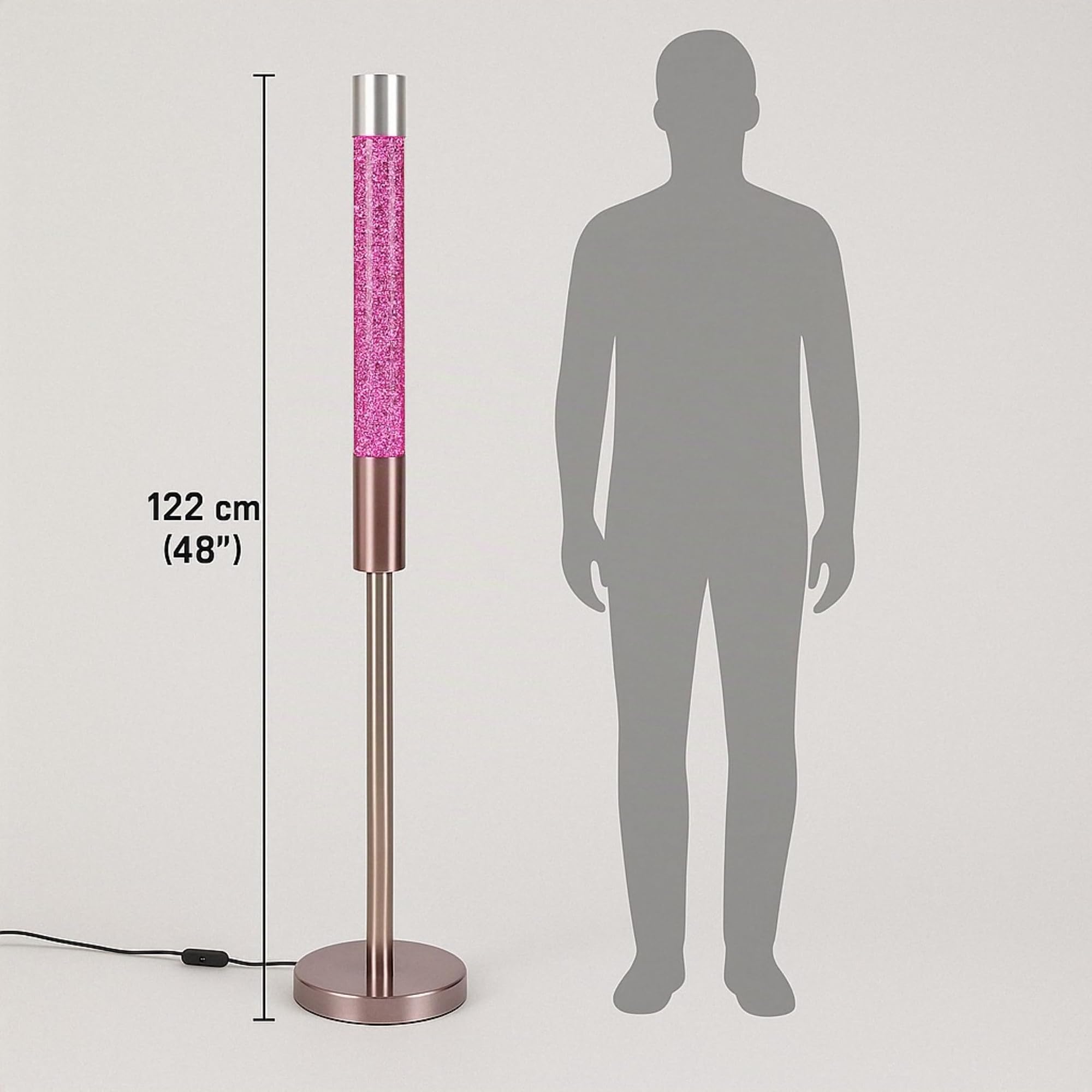 Lámpara de Lava de Purpurina Grande XXL 122 cm de Altura, Lámpara de pie en Rojo Anaranjado magmae/Bombilla incluida/Enchufe de Cable/Lámpara de Magma