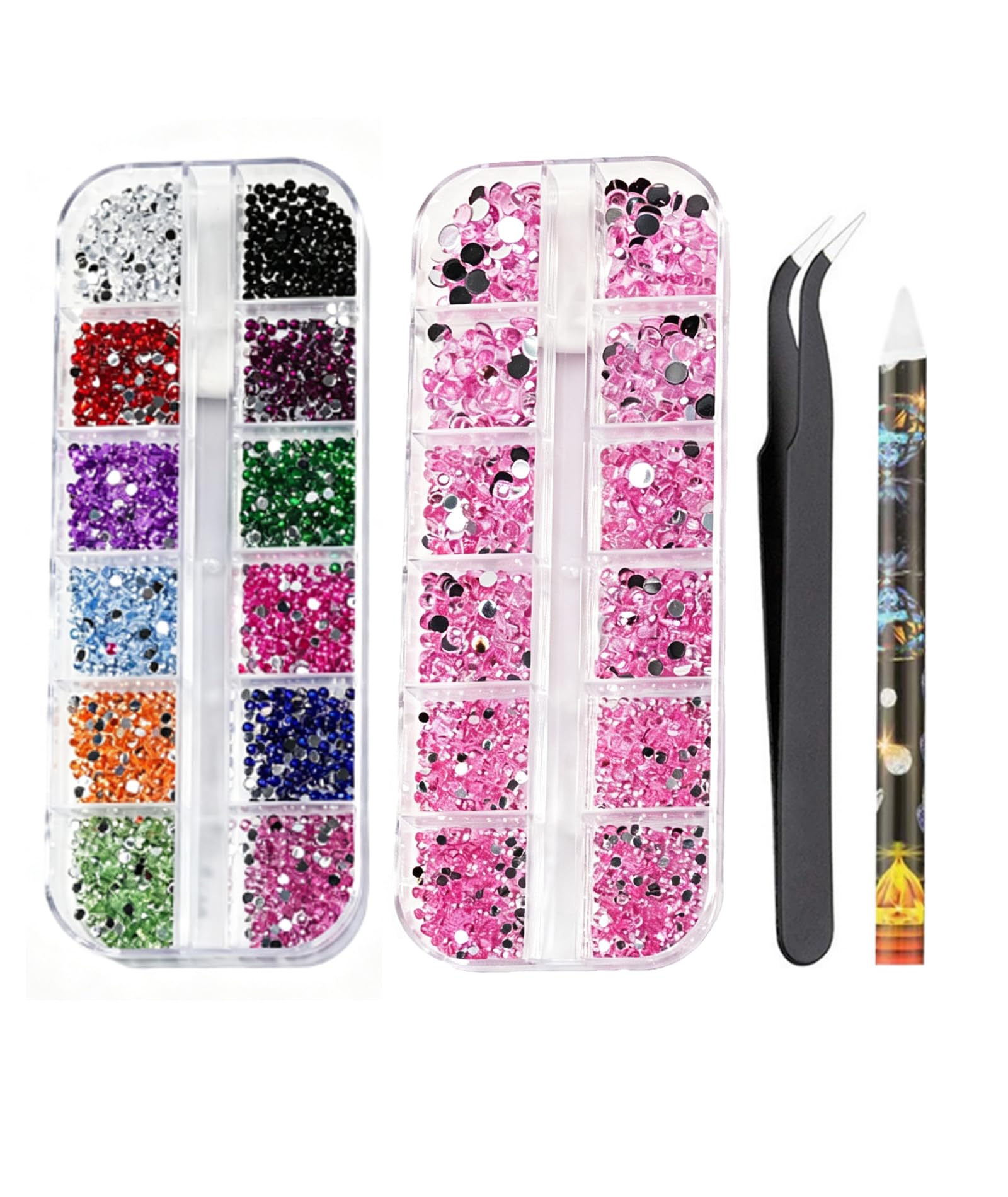3400 PCS Pink Rhinestones Nail Art Kit,Professional Bedazzling Kit Rhinestones for Craft and Nail Decoration,Complete Art Stones for DIY Enthusiasts and Salon Use, ncludes Tweezers And Pivot Drill Pen-image-26