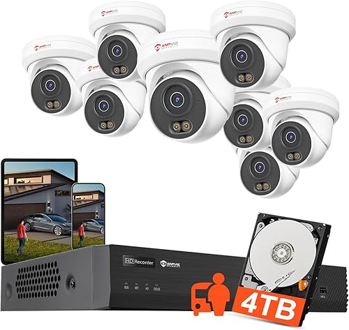 Anpviz Sistema de cámara de seguridad PoE NVR de 16 canales, 12MP 4K 16CH NVR comercial de 4 TB, 8 cámaras de torreta IP con cable de 6 MP para