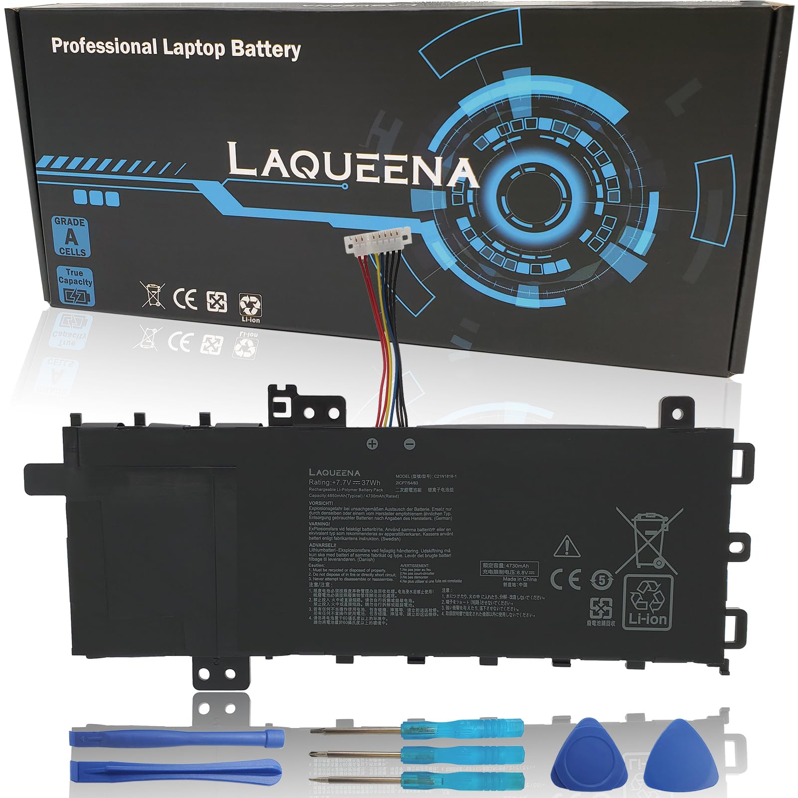 Laqueena C21N1818-1 Laptop Battery Compatible with ASUS VivoBook 15 F512FA F512DA F512JA X512DA X512JA F512FB F512FJ F512FL F512UA X512FA X512FB X512FJ X512FL X512JF X512JP X512DK R564DA R564FA R564JA