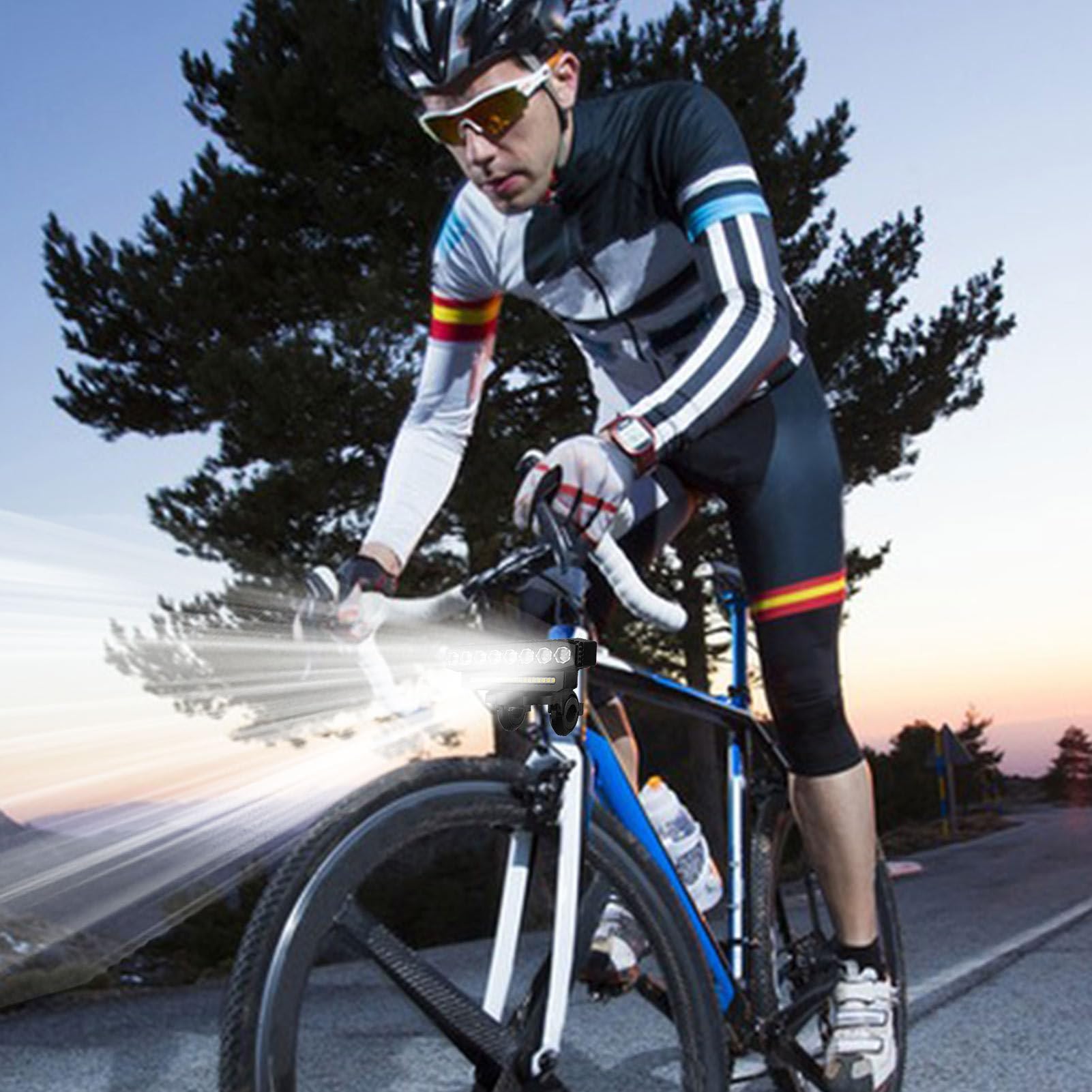 Illuminazione per bicicletta, illuminazione per bicicletta ricaricabile - Set di fari LED e luci posteriori ultra luminose ricaricabili tramite USB, 500 lumen | 6 modalità di guida Higyee