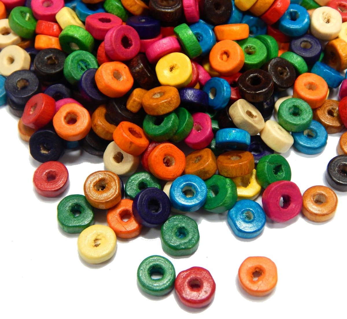 100 Bunte Holzperlen Gemischt - 10 Mm, Loch 3,5 Mm - Für Schmuckbasteln & DIY