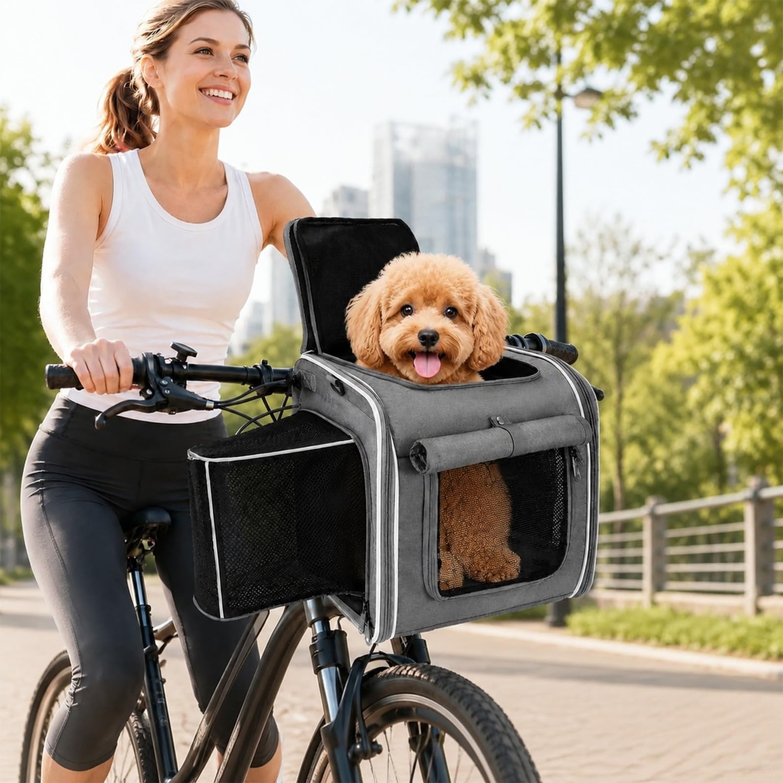 Cestino per cani anteriore fino a 5 kg, cestino per cani 4 in 1, pieghevole e traspirante, zaino espandibile, borsa da viaggio per animali domestici per gatti e cani
