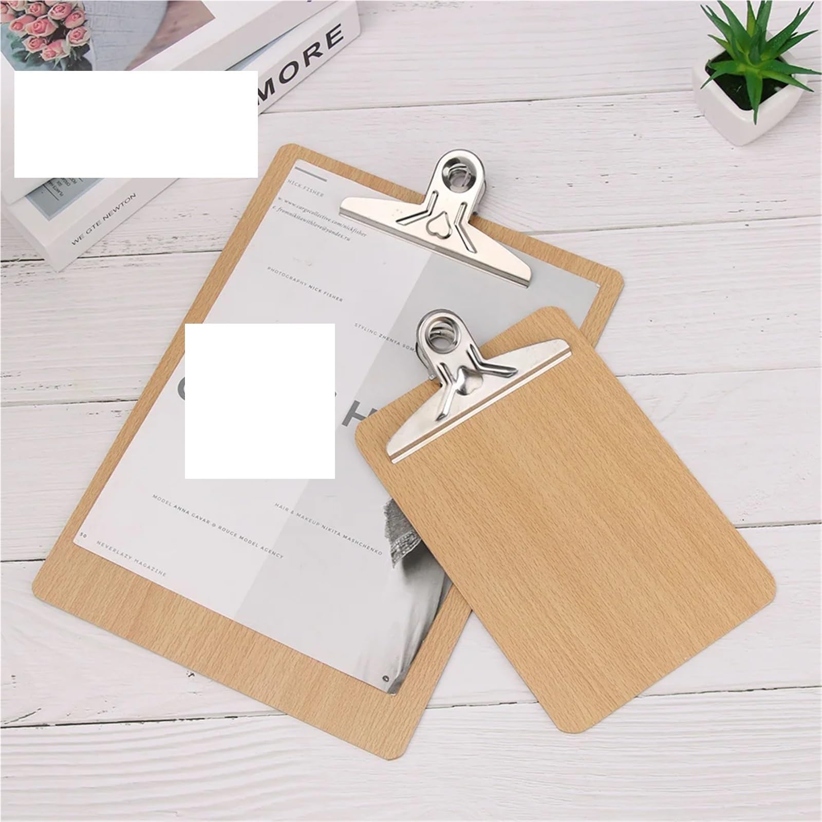 3 pezzi di fogli for appunti in legno, cartelle multifunzionali for con clip in, for appendere, articoli for ufficio per Scuola, Ufficio(A4)