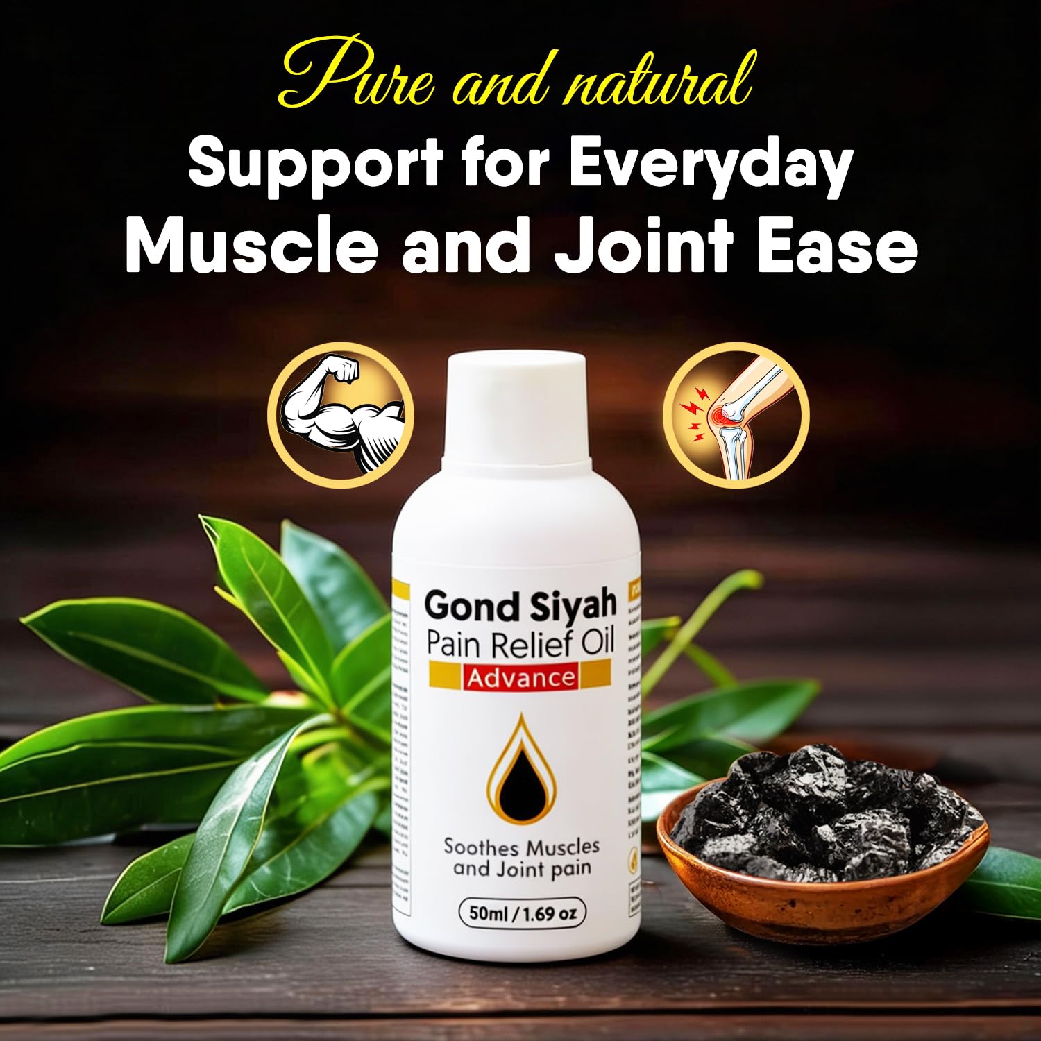 Hakim Suleman's Gond Siyah Pain Relief Oil Advance 50 ml | Ayurvedic Oil for Joint Pain, Muscle Pain & Back Pain | Fast Absorbing 1