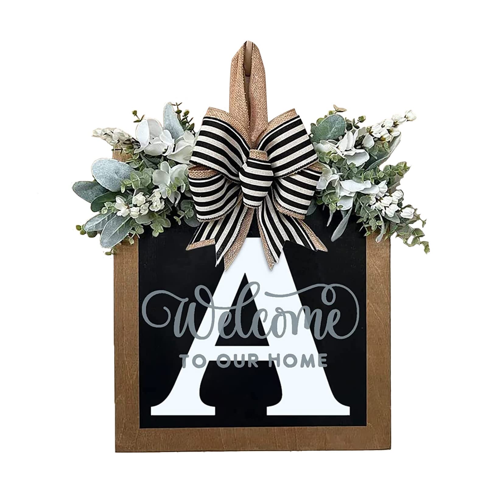 Cartello Di Benvenuto Home Sweet Home Per Porta - Ghirlanda In Legno Con Scritta, Grigio, Decorazione Per Esterni E Interni, Regalo Per Casa
