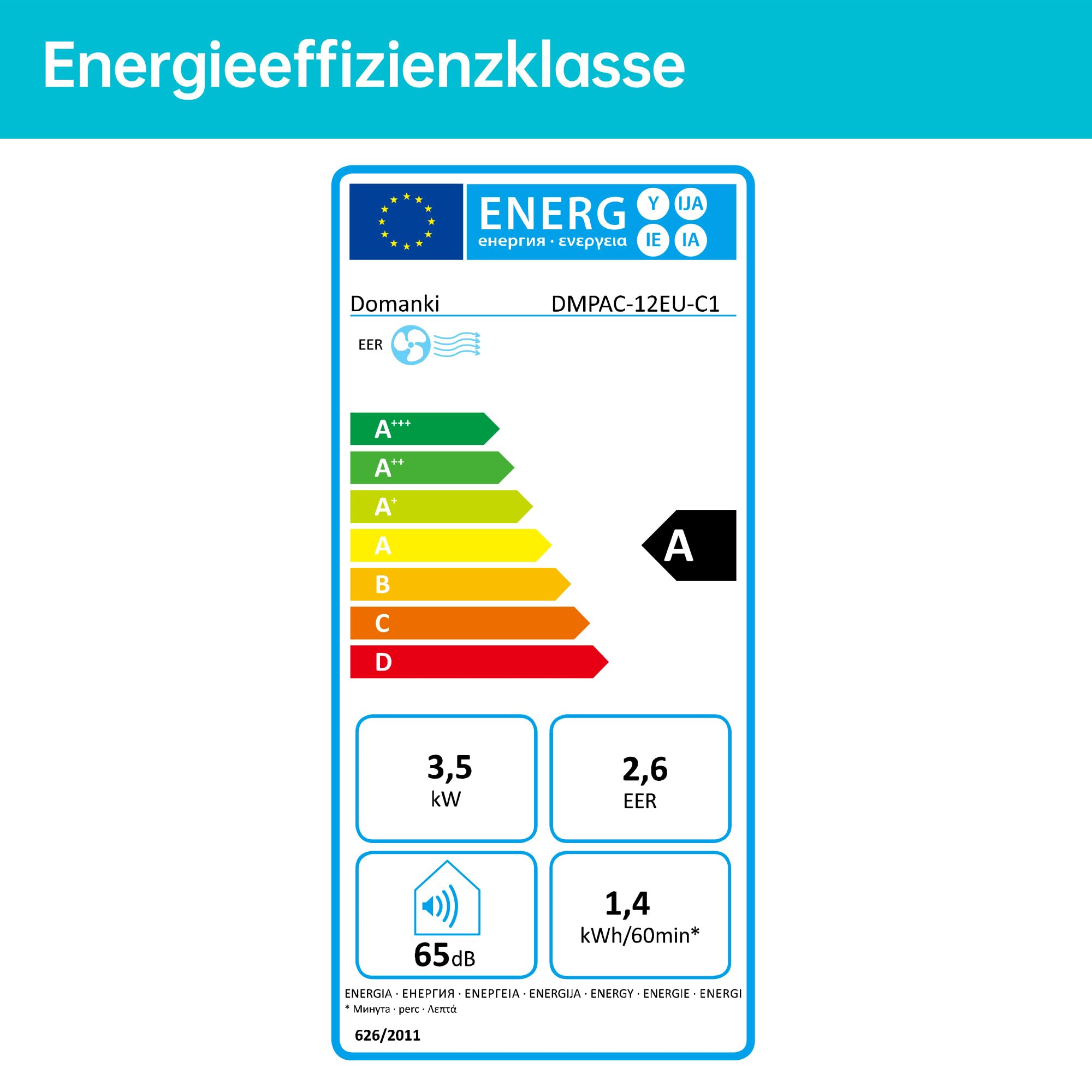 DOMANKI Mobile Klimaanlage 12000 BTU, 3-in-1, bis 50m², leise