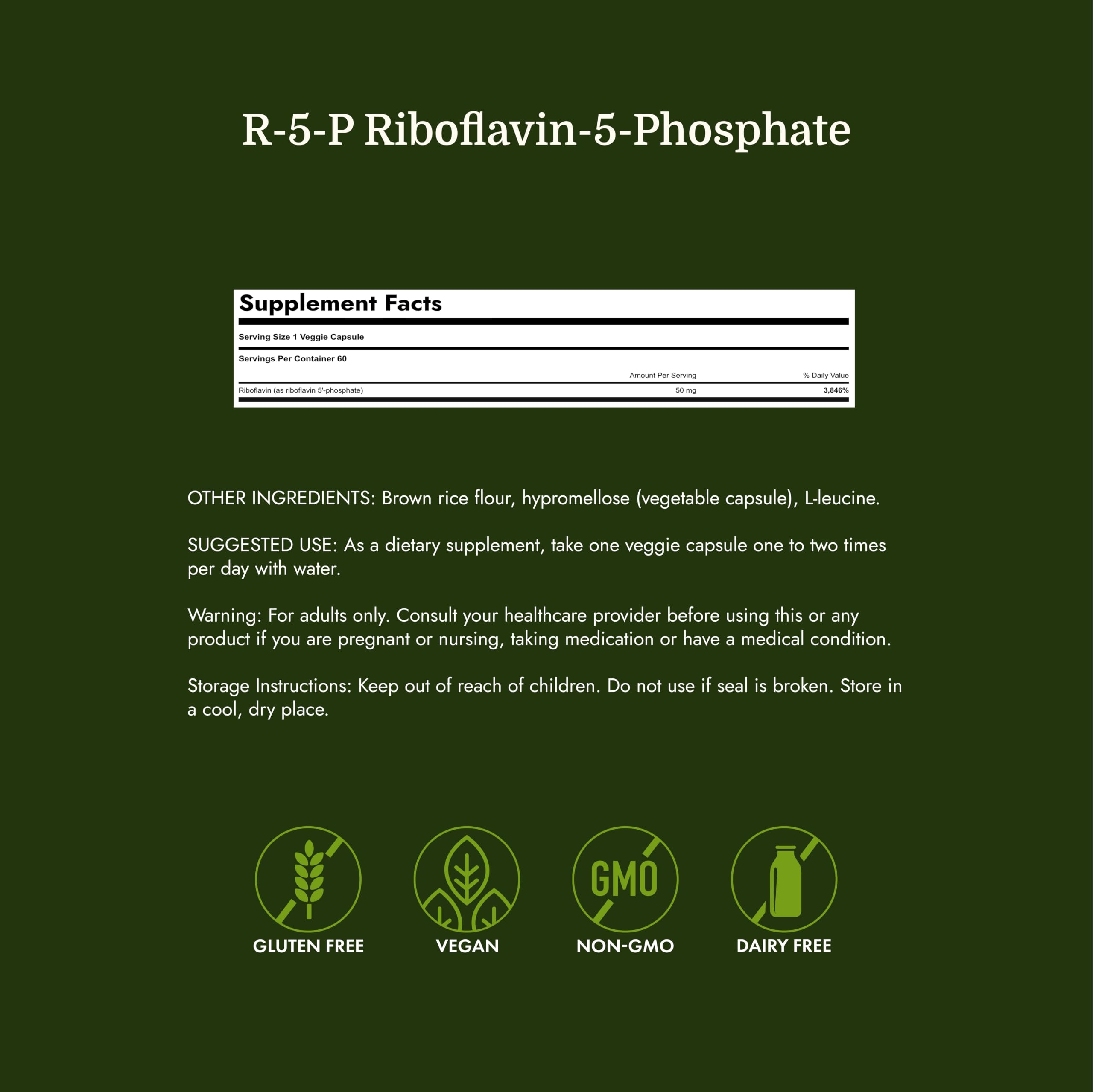 Swanson R-5-P (Riboflavin-5-Phosphate) Vitamin B2, 60 Capsules — Amazon image 4