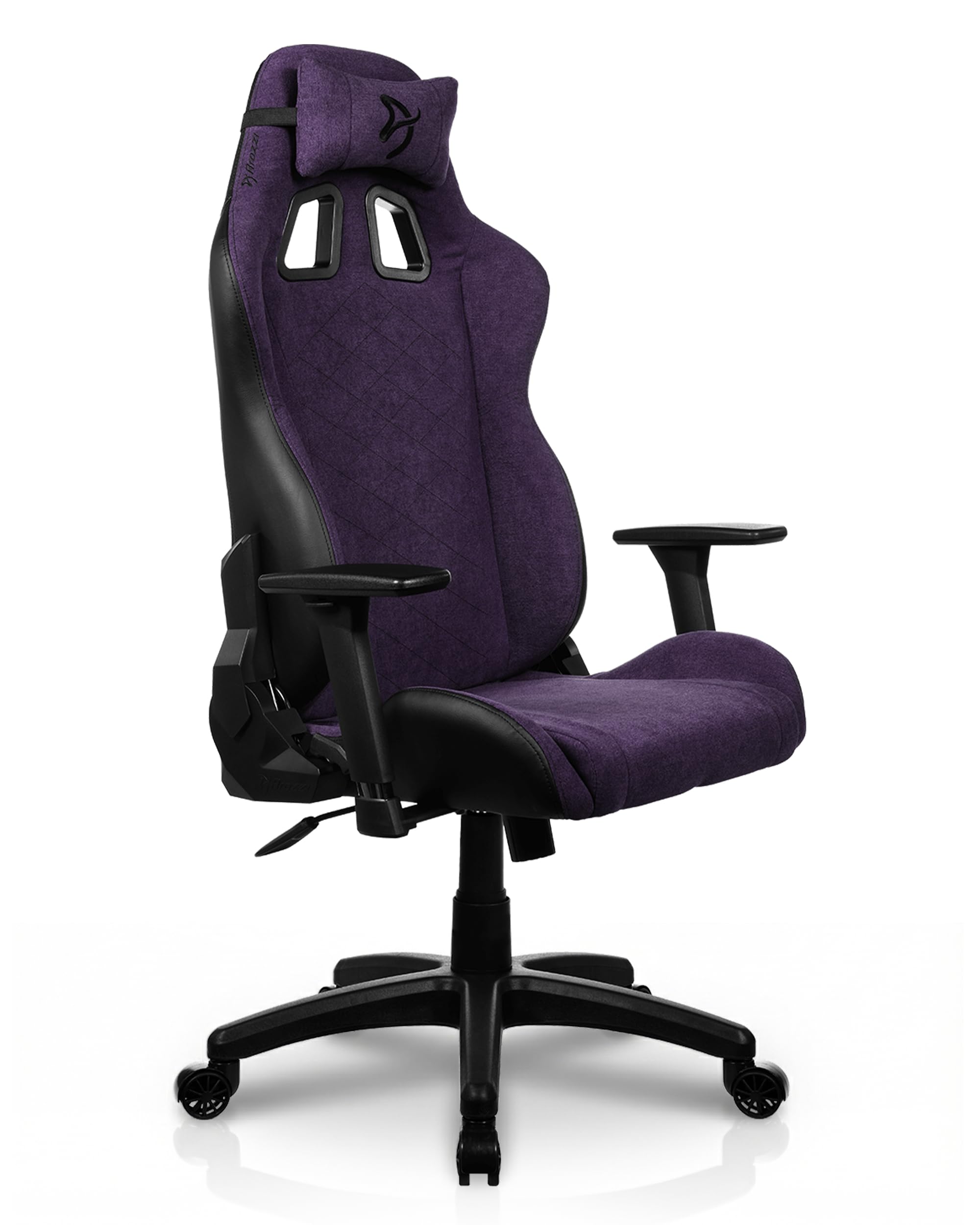 Arozzi Avanti Chaise Gaming Tissu Doux Violet | ergonomique, réglable en hauteur, dossier & accoudoirs, coussin de tête, design suédois, télétravail