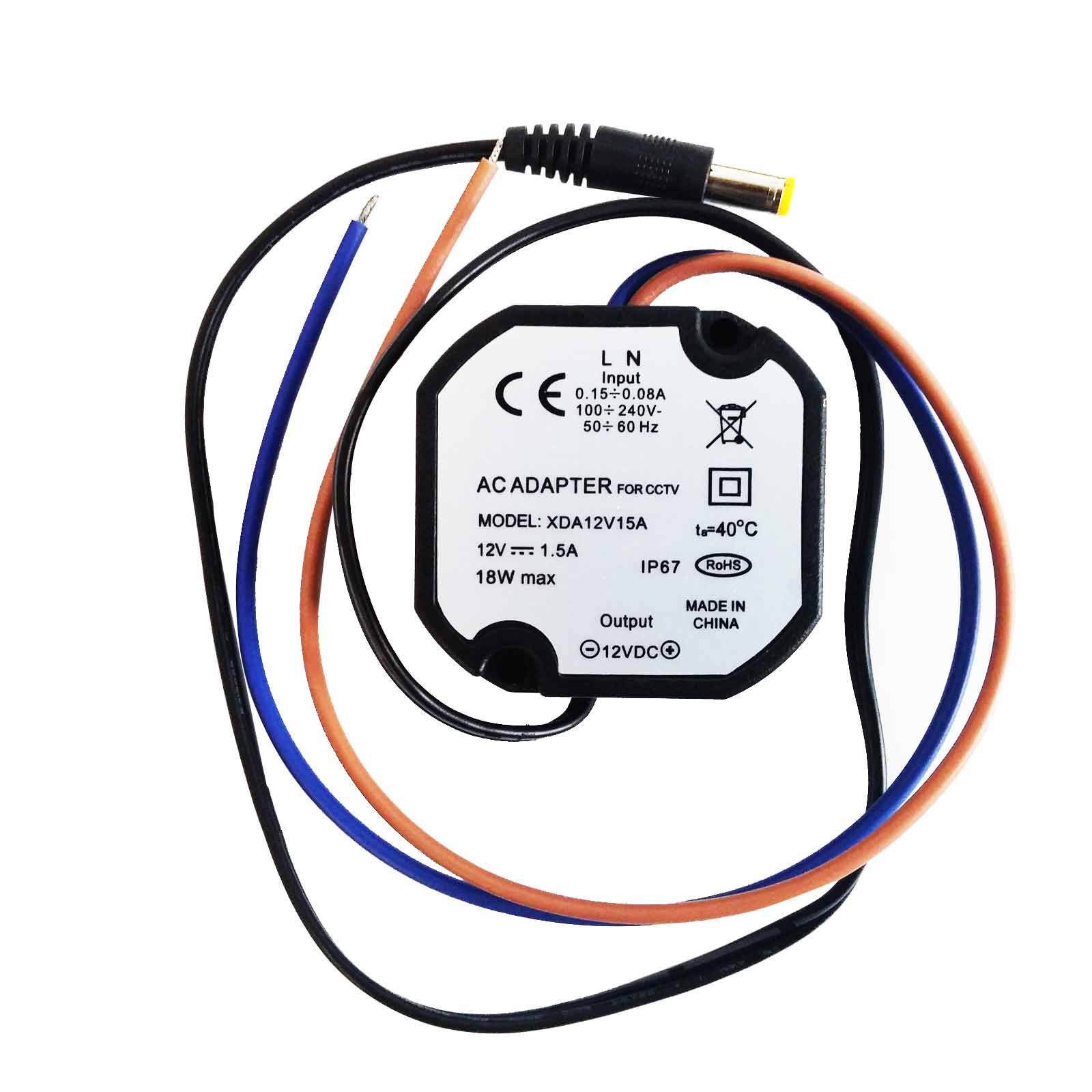 Micro alimentation stabilisée 12 V 1,5 A pour caméras vidéo surveillance IP67