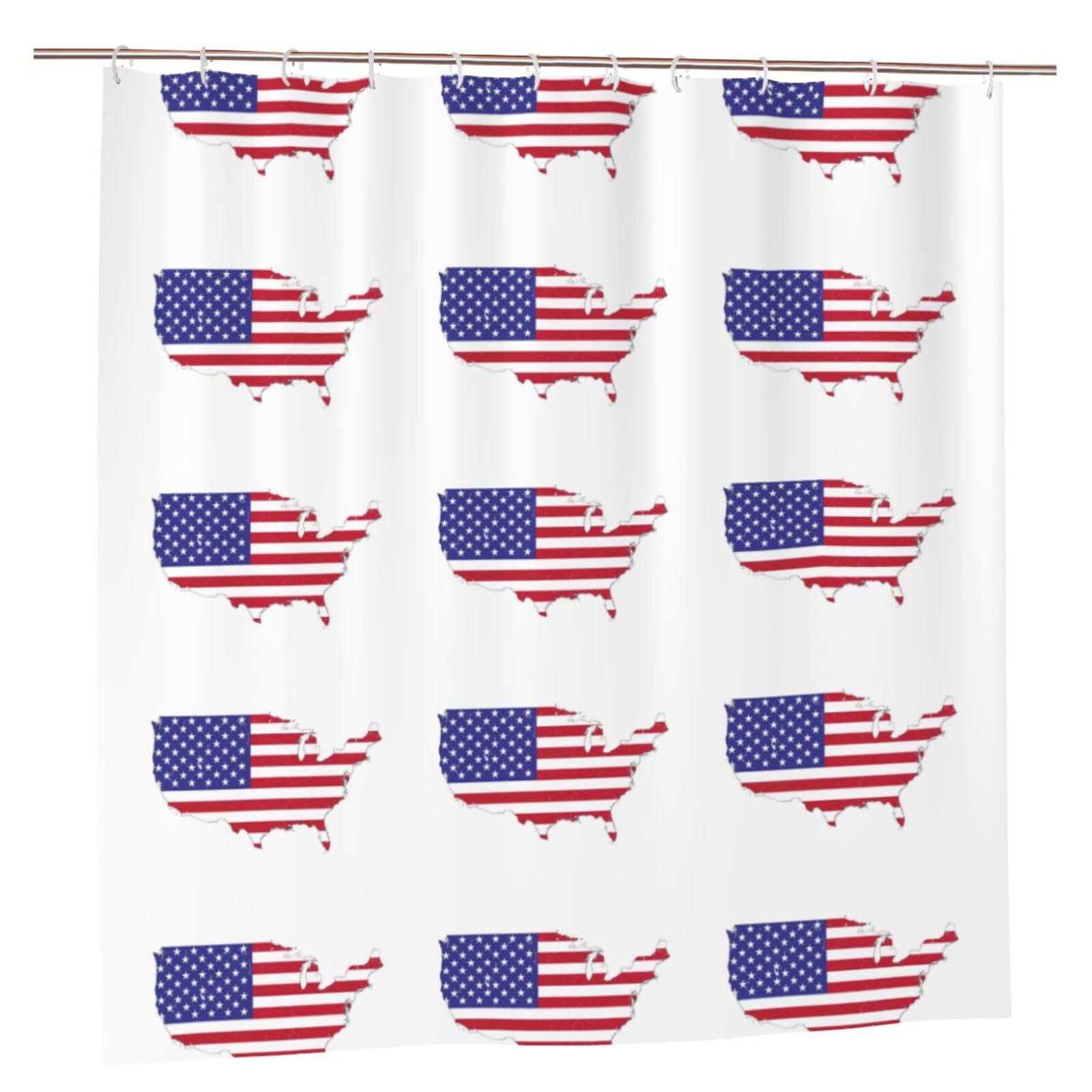 Rideau de douche imperméable carte USA 183x183 avec 12 oeillets inox pour cabine de douche