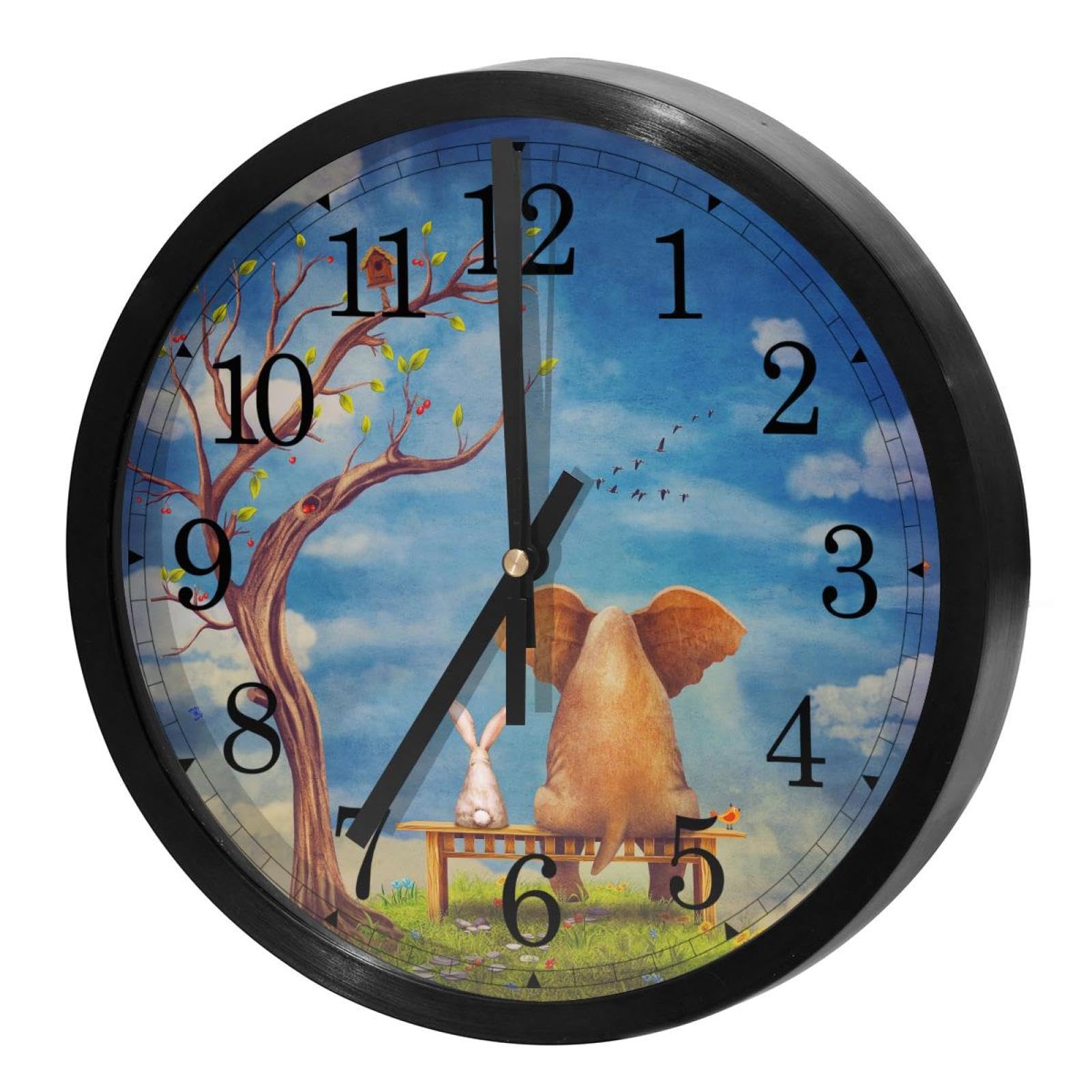 Horloge murale silencieuse pour cuisine et bureau motif cochon lapin