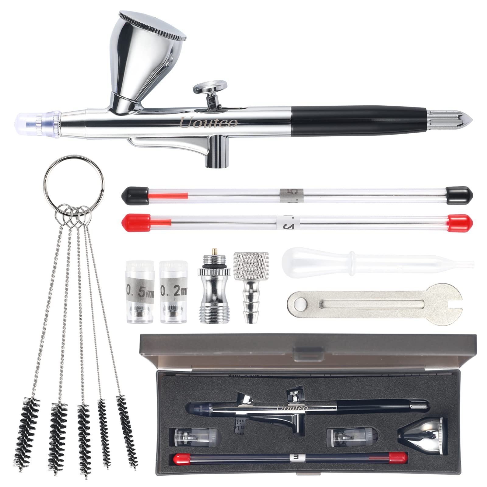 UouteoGravity Feed Airbrush Spray Gun kit with 0.3 mm Needles