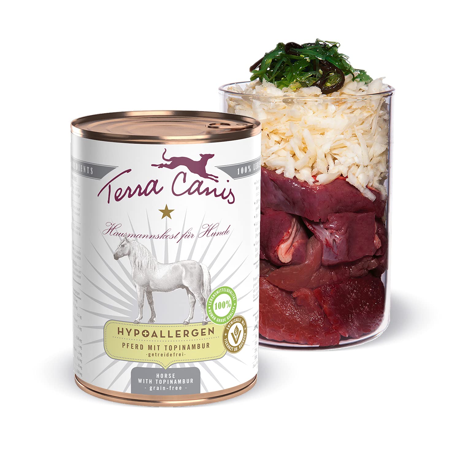 Terra Canis Pferd mit Tobinambur - Hypoallergen Nassfutter, 400g I Premium Hundefutter in 100% Lebensmittelqualität Aller Rohstoffe I Allergenarm, Getreide & glutenfrei