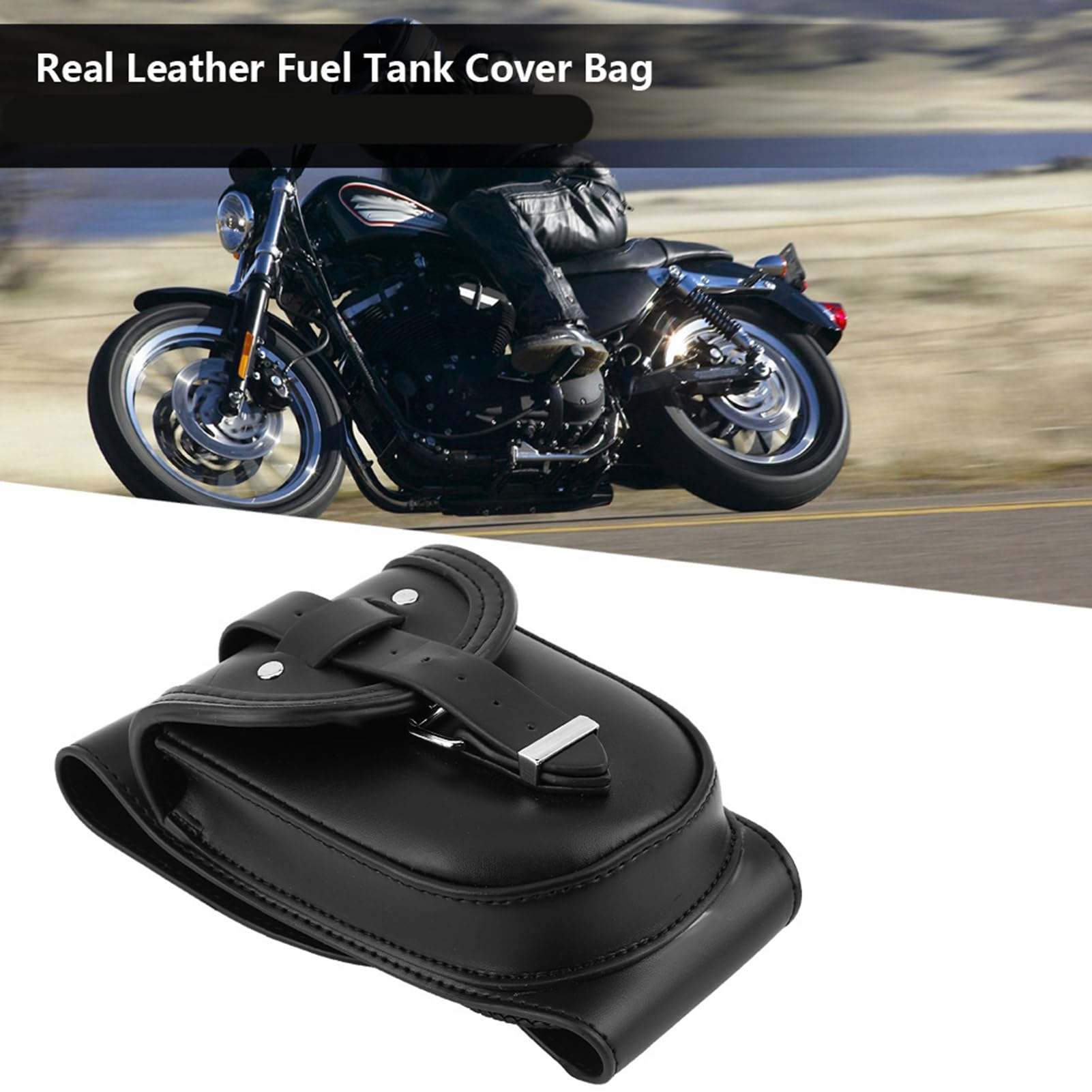 Brrnoo Borsa da Serbatoio per Moto, Borsa da Serbatoio Copertura per per Moto per Carburante per Pannello di Copertura per Carburante in Vera Pelle per XL 883 1200
