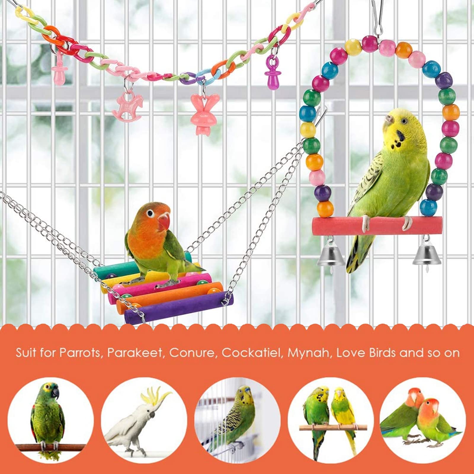 バードトイ 吊り下げバードジムトンネル、おやつ場付き［282