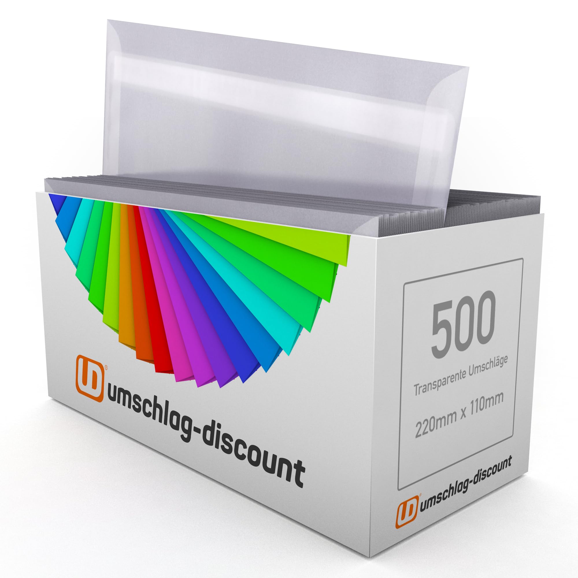 umschlag-discount – buste lettere trasparenti in carta di pergamina per lettere informative, buoni, inviti & Co - 500 buste autoadesive con le dimensioni 220 x 110 mm (DIN lungo)