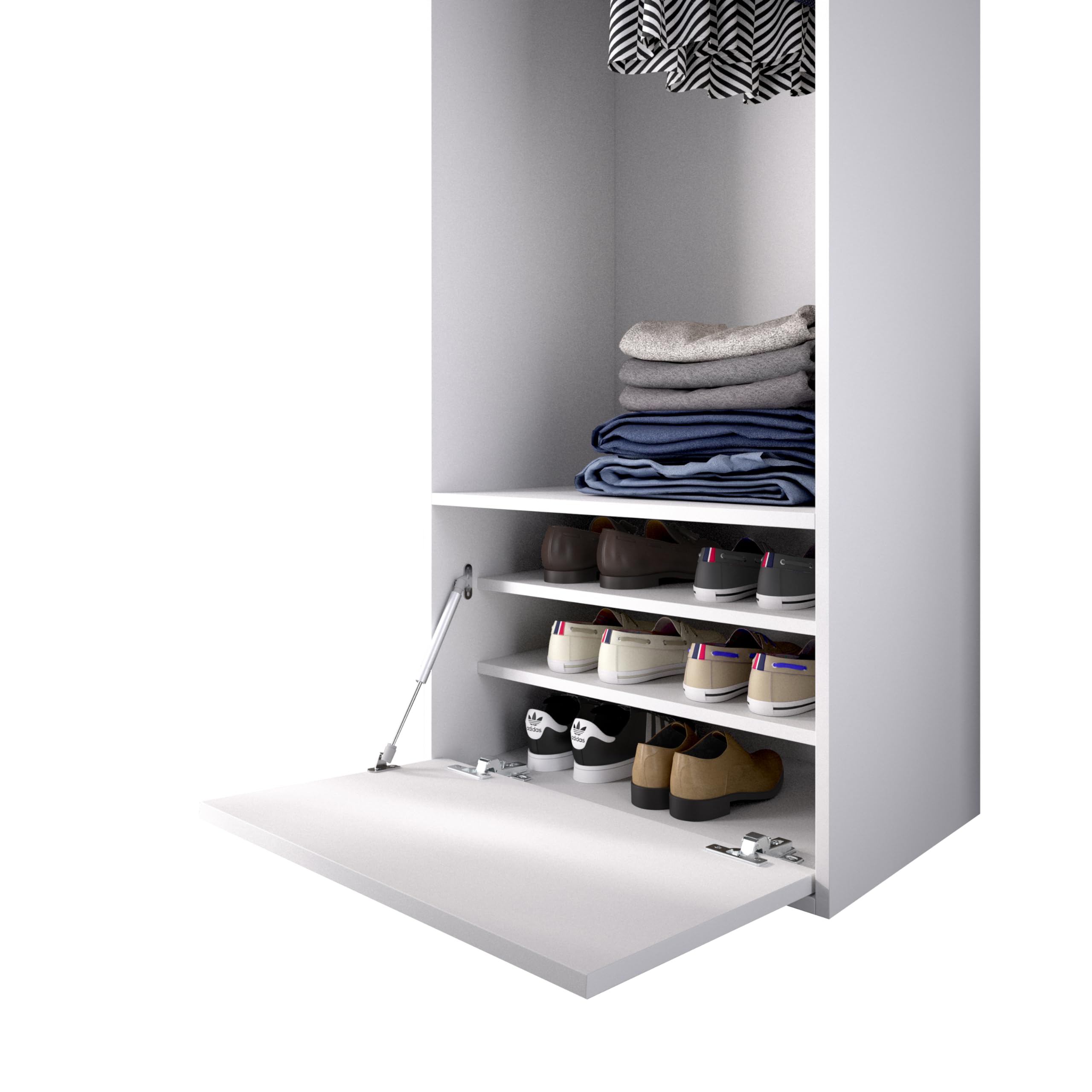 DEKIT GRUPO RIMOBEL SUIT - Armario-vestidor con zapatero y con trasera reversible - BLANCO/NATURAL - 205 x 60 x 45