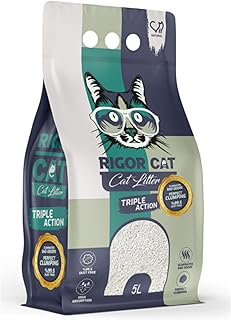 رمل فضلات القطط الطبيعي المتكتل من ريجور كات - بنتونيت ابيض طبيعي 100% - تحكم فائق في الرائحة - خالي من الغبار - 5 لتر