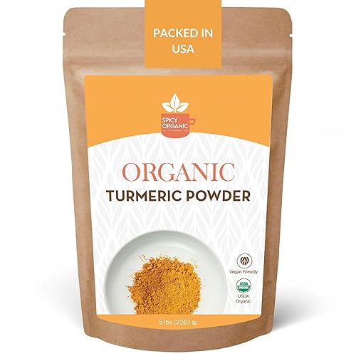 Miniatura 8 de SPICY ORGANIC Polvo de raíz de cúrcuma  Orgánico certificado por USDA  Polvo de curcumina de cúrcuma sin OMG 4 onzas