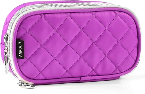 Miniatura 7 de ANKUER Bolsa de maquillaje de viaje, pequeña bolsa de cosméticos, organizador de cosméticos, bolsa de regalo para mujeres (rojo rosa)