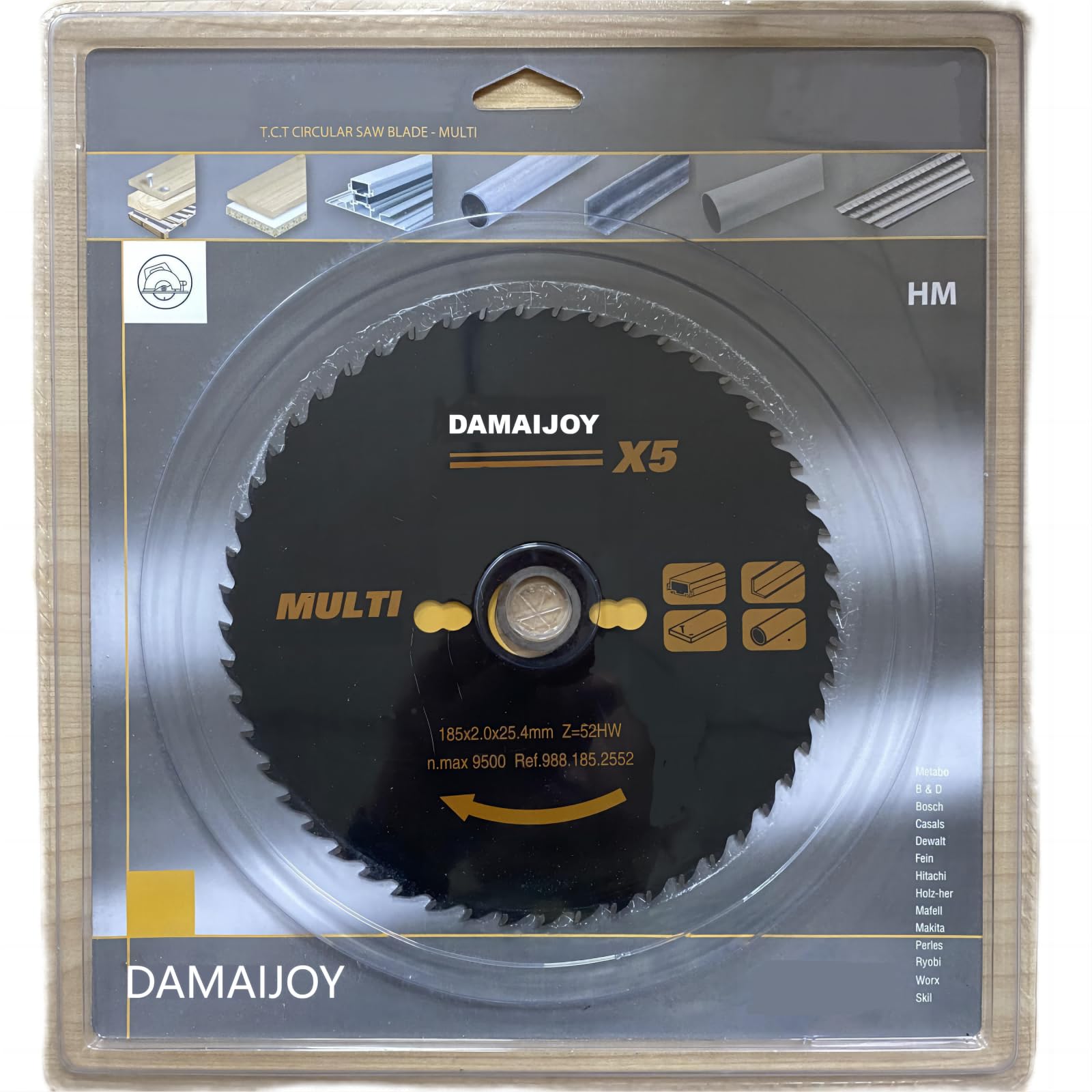 Premium Multipurpose 7 1/4 Circular Saw Blade 52 Teeth 7.25 inch Metal Cutting Table Saw Blades for Multi Material Steel, Aluminum, Wood and Plastic