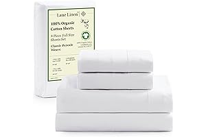 LANE LINEN Soft Cotton White Full Size Bed Sheets Set - Fits 15" Mattress Depth