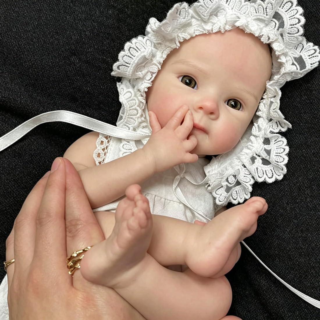Abenduot Bambola da 33 cm con Bocca Aperta in Silicone Corpo Intero Ragazza Assomiglia a un Bambino Vero | Silicone solido, realistico, anatomicamente corretto e impermeabile, per bambini dai 3 anni in su. Regalo per bambini