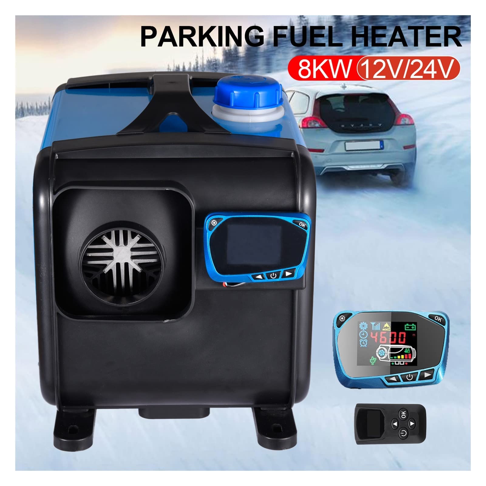 Ogrzewacz pomocniczy 8000 W, miniaturowy podgrzewacz powietrza 12 V 24 V, do samochodów ciężarowych i kamperów, zdalne ogrzewanie z przyciskiem LCD do motocykli, maksymalizacja oszczędności paliwa (