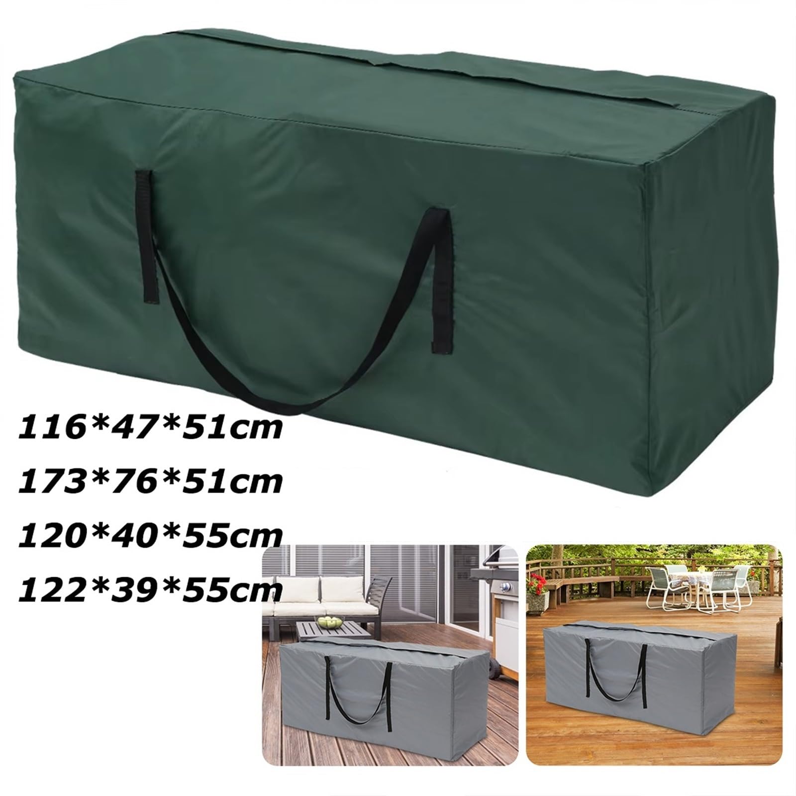 Borsa per Cuscini da Esterno Borsa portaoggetti for Cuscini da Giardino, Impermeabile, Anti UV, Rettangolare, for mobili Esterno, Custodia Protettiva for Albero di Natale(173x76x51cm Gray)