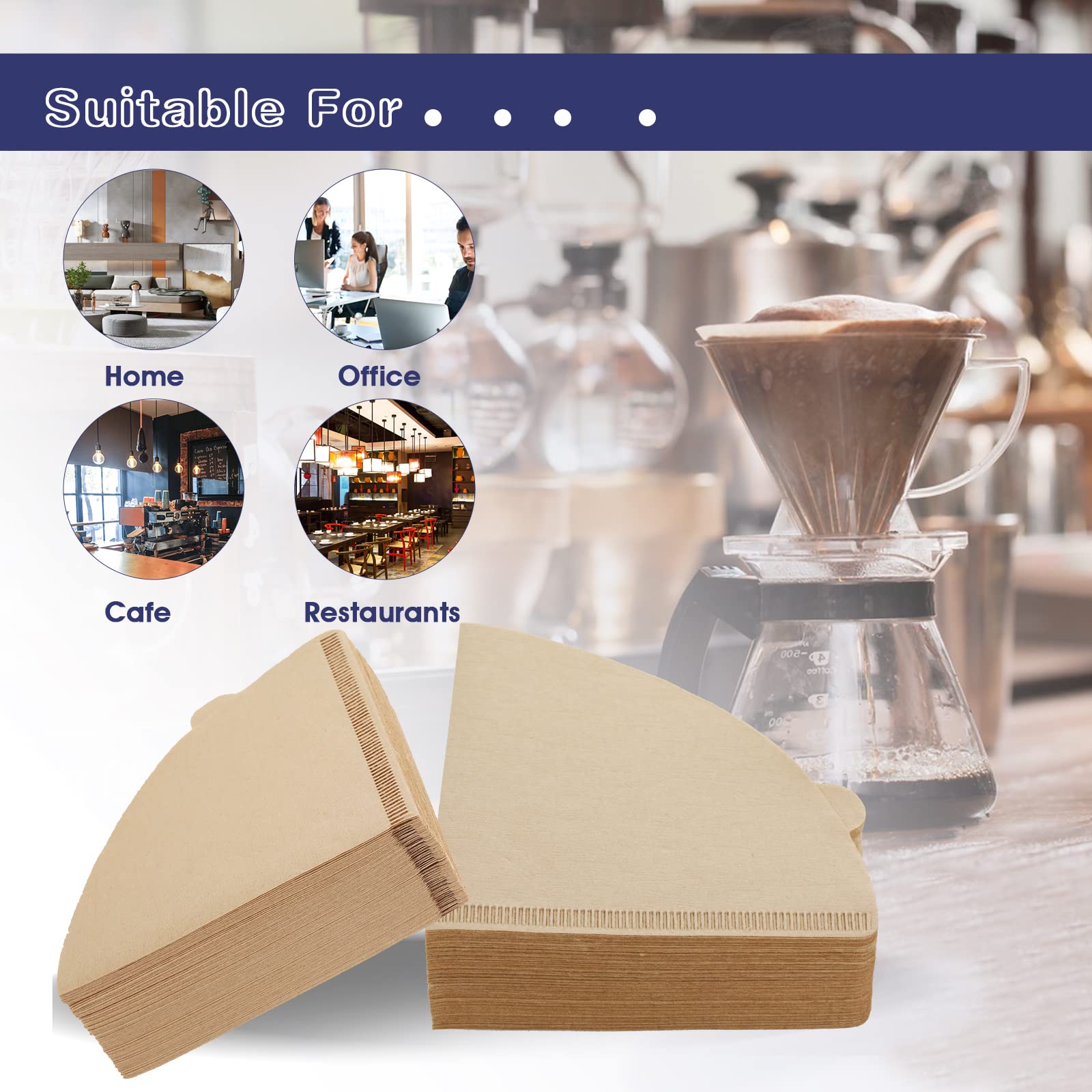200 stuks koffiefilters, kegelfilters, 2-4 kopjes, druppelkoffiefilter, V