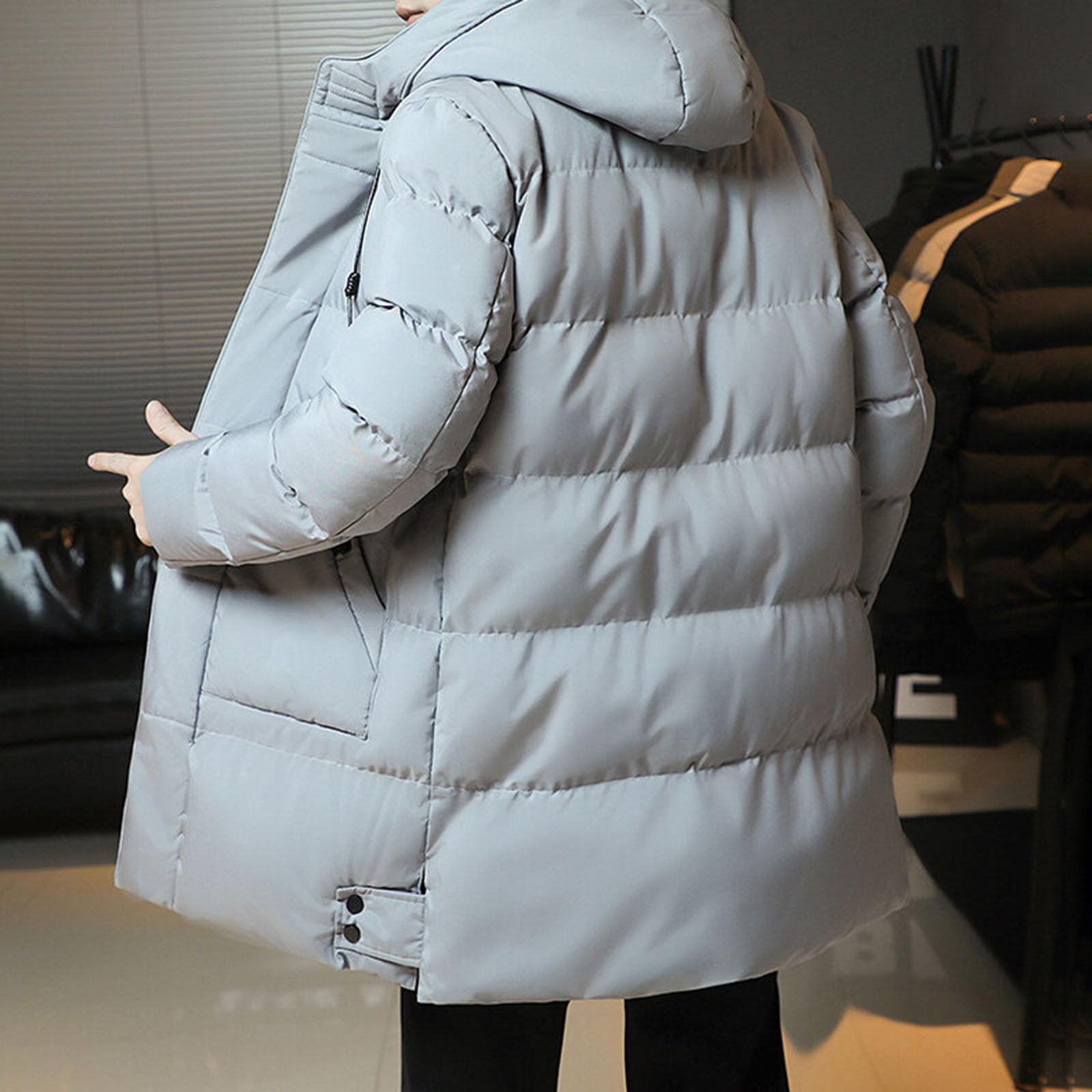 Winterjacke Herren Lang Warmer Wintermantel Outdoor Stepp Winterparka