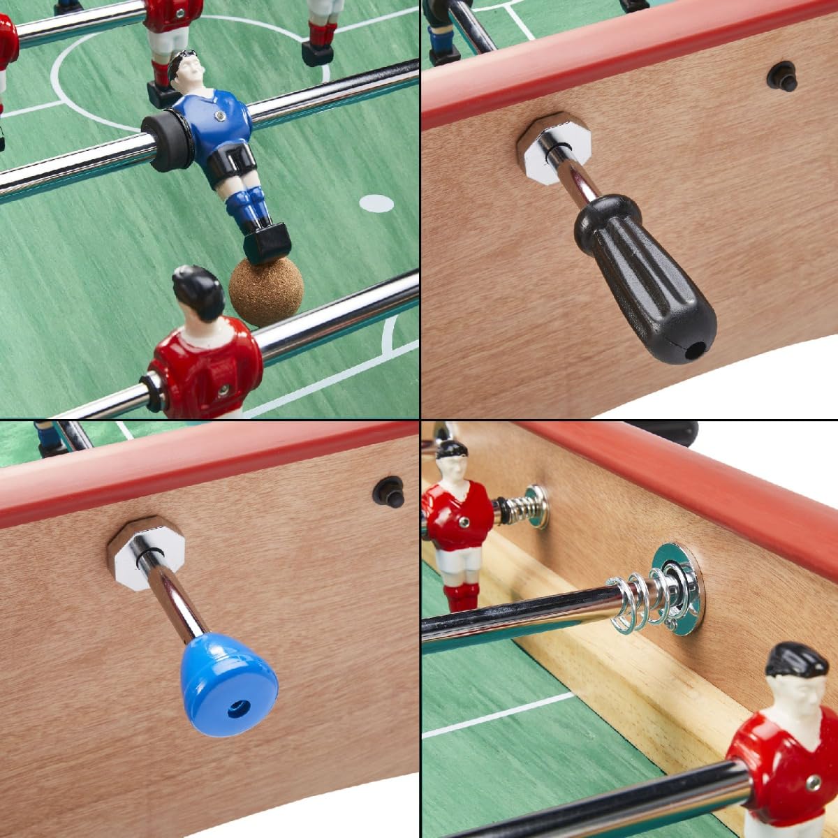Kangui Baby-Foot Adulte Luxe en Bois - Barres télescopiques - 2 à 4 Joueurs - 3 Balles liège inclues